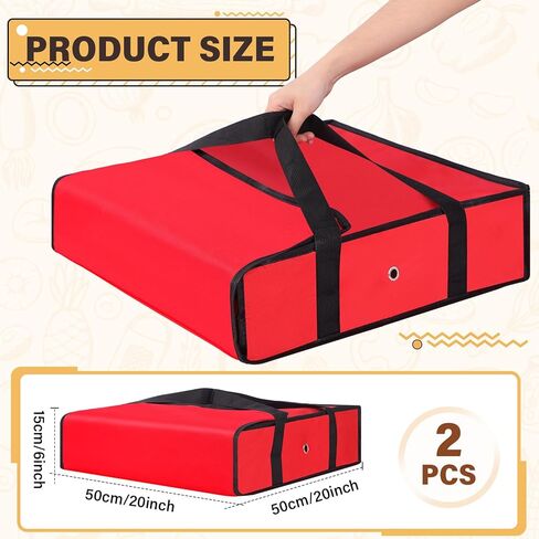 Mifoci 2 Pcs 20 x 20 x 6 Insulated Pizza Delivery Bag Pizza Warmer Bags Pizza Carrier Insulated Bags Hold 2-16" or 18" Pizza Boxes, for Catering Food Delivery, Restaurants, Cookouts (Gray) in Kuwait