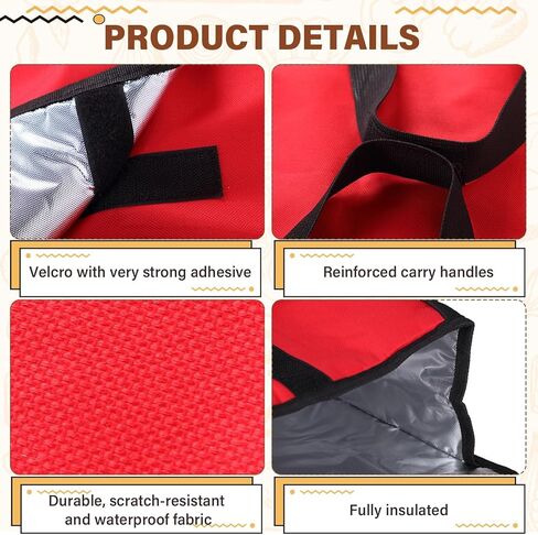 Mifoci 2 Pcs 20 x 20 x 6 Insulated Pizza Delivery Bag Pizza Warmer Bags Pizza Carrier Insulated Bags Hold 2-16" or 18" Pizza Boxes, for Catering Food Delivery, Restaurants, Cookouts (Gray) in Kuwait