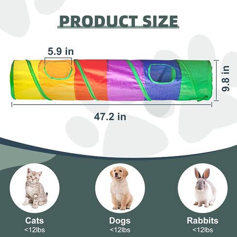 Cat Tunnel with Play Ball, Straight-Shaped Cat Tubes for Indoor, Collapsible Cat Play Tunnel, Kitty Tunnel Peek Hole Toy for Kittens Puppies Rabbits and Other Small Pets in Saudi Arabia