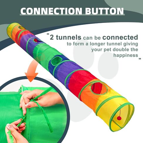 Cat Tunnel with Play Ball, Straight-Shaped Cat Tubes for Indoor, Collapsible Cat Play Tunnel, Kitty Tunnel Peek Hole Toy for Kittens Puppies Rabbits and Other Small Pets in Saudi Arabia
