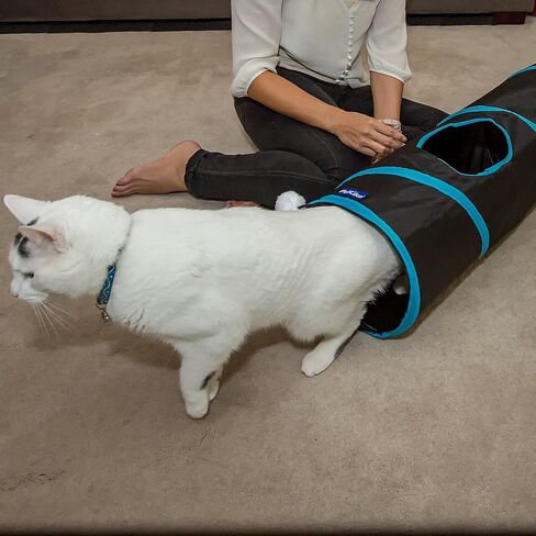 PetLike نفق للقطط للقطط الداخلية قابل للطي منبثق للحيوانات الأليفة أنبوب نظرة خاطفة ثقب المخبأ لعب اللعب للقطط مع الكرة in Kuwait