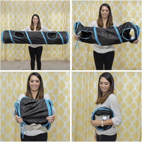 PetLike نفق للقطط للقطط الداخلية قابل للطي منبثق للحيوانات الأليفة أنبوب نظرة خاطفة ثقب المخبأ لعب اللعب للقطط مع الكرة in Kuwait