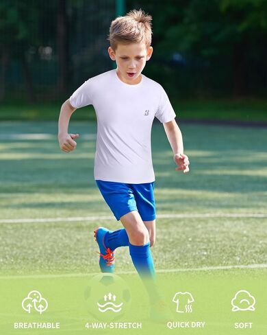 Roadbox Boys Youth Compression Shirt - Short Sleeve Undershirt for Kids Quick Dry Athletic Baseball T-Shirt Base Layer in Saudi Arabia