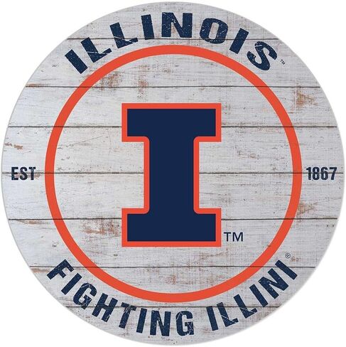 لافتة دائرية للطقس في الأماكن المغلقة والمفتوحة من Illinois Fighting Illini، مقاس 20 × 20 بوصة، تعرض روح فريقك مع هذه اللوحة الفنية الجدارية الفريدة من نوعها من Illinois Fighting Illini in Kuwait