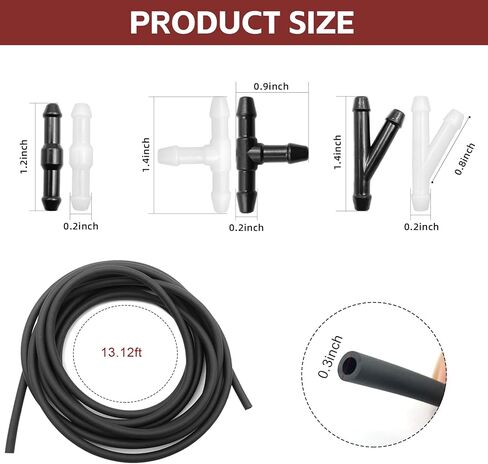 طقم خرطوم غسيل الزجاج الأمامي، خرطوم سائل غسيل بطول 4 أمتار مع 12 تركيب خرطوم، مناسب لمعظم خراطيم غسيل الزجاج الأمامي للسيارة، يتصل بمضخة مياه السيارة والفوهة in Kuwait
