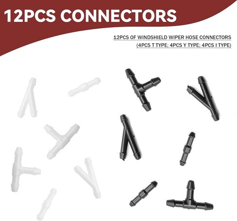 طقم خرطوم غسيل الزجاج الأمامي، خرطوم سائل غسيل بطول 4 أمتار مع 12 تركيب خرطوم، مناسب لمعظم خراطيم غسيل الزجاج الأمامي للسيارة، يتصل بمضخة مياه السيارة والفوهة in Kuwait