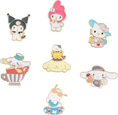 7 Pcs Anime Kitty Pins Anime Enamel Pin for Clothing Jackets Hats Backpack Melody Kawaii Cartoon Decoration Birthday Gift in Saudi Arabia