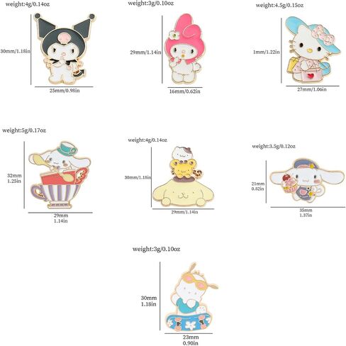 7 Pcs Anime Kitty Pins Anime Enamel Pin for Clothing Jackets Hats Backpack Melody Kawaii Cartoon Decoration Birthday Gift in Saudi Arabia