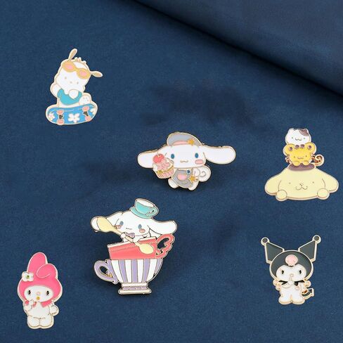 7 Pcs Anime Kitty Pins Anime Enamel Pin for Clothing Jackets Hats Backpack Melody Kawaii Cartoon Decoration Birthday Gift in Saudi Arabia