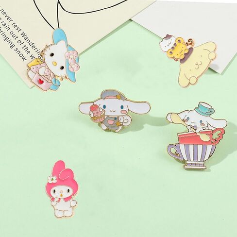 7 Pcs Anime Kitty Pins Anime Enamel Pin for Clothing Jackets Hats Backpack Melody Kawaii Cartoon Decoration Birthday Gift in Saudi Arabia