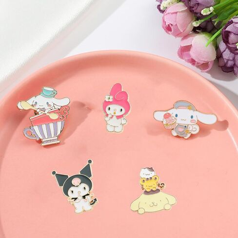 7 Pcs Anime Kitty Pins Anime Enamel Pin for Clothing Jackets Hats Backpack Melody Kawaii Cartoon Decoration Birthday Gift in Saudi Arabia