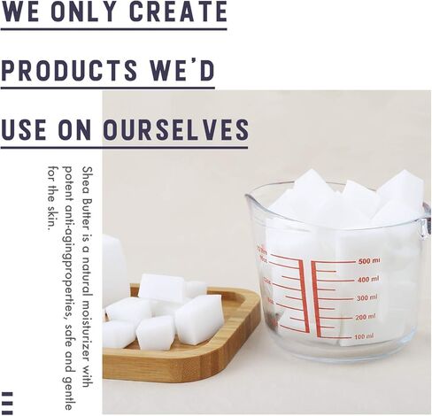 مجموعة صنع صابون زبدة الشيا التي تذوب وتصب بنفسك، تتضمن قاعدة صابون زبدة الشيا، وكوب قياس زجاجي، وصبغة سائلة in Kuwait