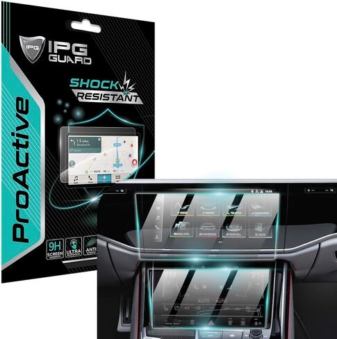 IPG ProActive for Audi 2018-23 A8L Navigation + Second TouchScreen (2 Pieces) 9H Hardness Screen Protector Smooth Glass Touch Ultra Responsive High Clarity Anti Scratch Smudge & Shock Proof Nano in Saudi Arabia