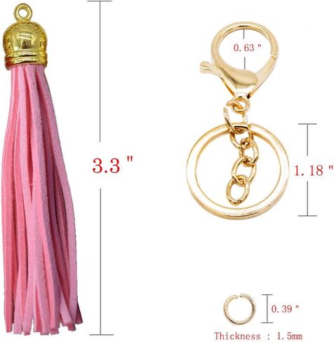 PAMIR TONG 100pcs Faux Suede Leather Bulk Sets Tassels for Decorations, Key Chain, Earring, Cellphone Straps,Jewelry Accessories,DIY Craft (Silver, Keychain) in Saudi Arabia