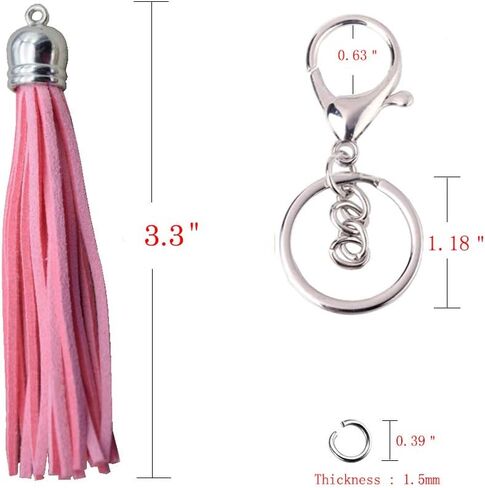PAMIR TONG 100pcs Faux Suede Leather Bulk Sets Tassels for Decorations, Key Chain, Earring, Cellphone Straps,Jewelry Accessories,DIY Craft (Silver, Keychain) in Saudi Arabia