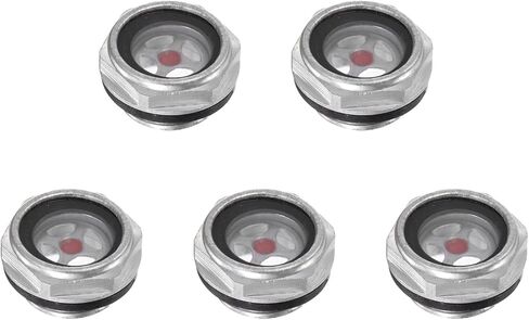 uxcell Air Compressor Oil Level Gauge Sight Glass M20x1.5mm Male Threaded Aluminum Glass Liquid Indicator Sight Window 5Pcs in Saudi Arabia