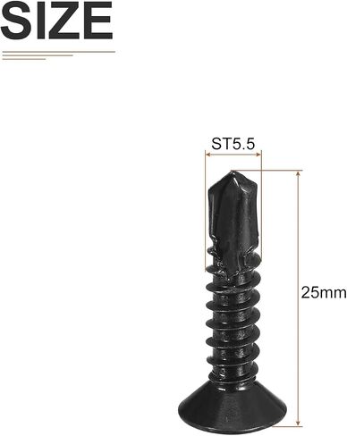 50 قطعة من براغي الحفر الذاتي ST5.5x50mm، برغي معدني من الصفائح المعدنية برأس مسطح من الفولاذ المقاوم للصدأ 410 - مناسب للخشب والمعدن والأثاث - فضي in Kuwait