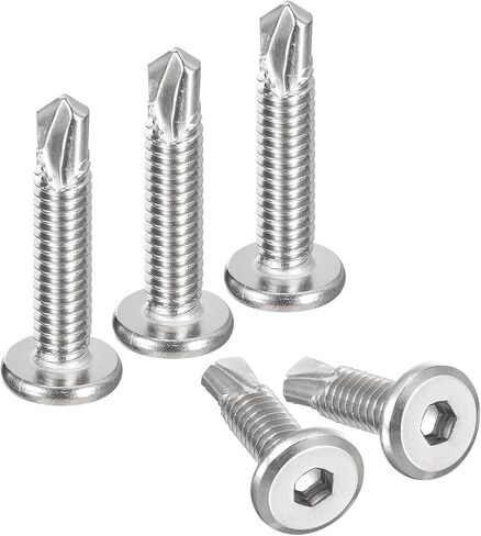 uxcell Hex Socket Self Tapping Screws, 10 x 3/4" 410 Stainless Steel Sheet Metal Flat Head Drilling Screw 50pcs, Black in Saudi Arabia