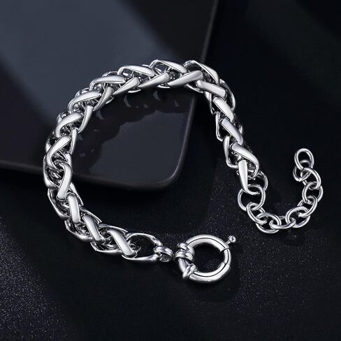 أساور ذهبية للنساء، أساور ذهبية من الفولاذ المقاوم للصدأ، أساور سلسلة كوبية مكتنزة بسمك 10 مم، سوار قابل للتعديل مطلي بالذهب عيار 14 قيراط للنساء 7.5"+1.5"، مجوهرات مصنوعة يدويًا in Kuwait