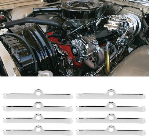 Valve Cover Spreader Bars, 8pcs/Set Chrome 4 3/4in Valve Cover Spreader Bars Replacement Fit for Chevy 283 305 327 350, Fit for All Engines Using 1/4-20 Thread Bolts, Silver in Kuwait
