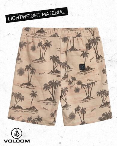طقم بدلة رياضية للأولاد من Volcom - سويت شيرت بقلنسوة بأكمام قصيرة من French Terry وسروال قصير - طقم شورت للأولاد الصغار in Kuwait