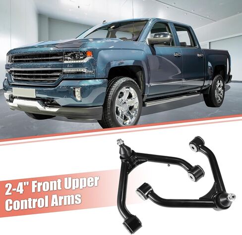 X AUTOHAUX 2-4 "رفع أذرع التحكم العلوية لسيارة شيفروليه سيلفرادو 1500 لسيارة GMC Sierra 1500 1999-2006 لسيارة Tahoe Yukon Adaption 2-4 مجموعة تعليق الرفع أذرع قابلة للتعديل زوج أسود in Saudi Arabia