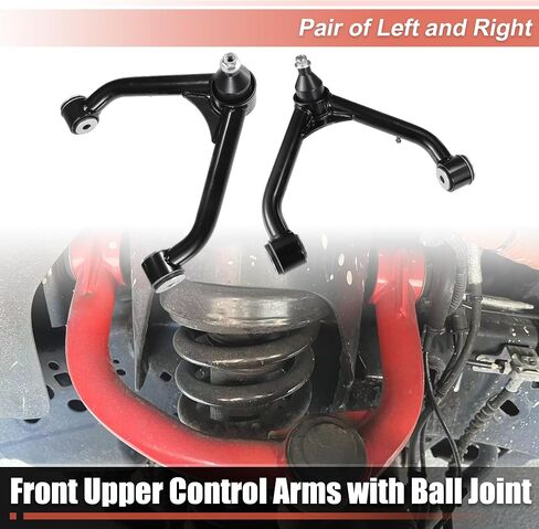 X AUTOHAUX 2-4 "رفع أذرع التحكم العلوية لسيارة شيفروليه سيلفرادو 1500 لسيارة GMC Sierra 1500 1999-2006 لسيارة Tahoe Yukon Adaption 2-4 مجموعة تعليق الرفع أذرع قابلة للتعديل زوج أسود in Saudi Arabia