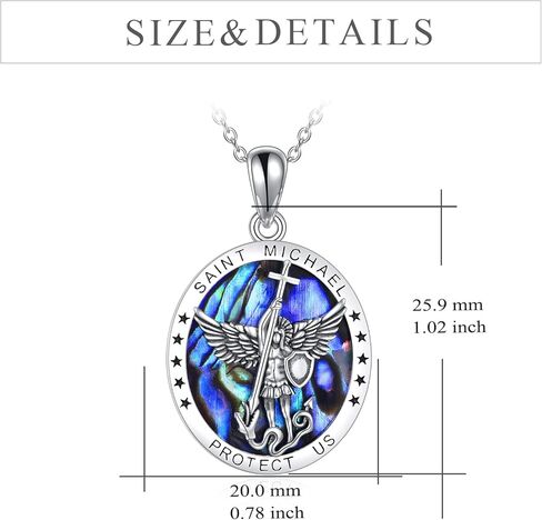 YFN St Saint Michael Pendant Necklace&Bracelet for Men Boys, Catholic/Protector/Talisman Sterling Silver Michael Archangel Medal Necklace Jewelry 18+2" in Saudi Arabia