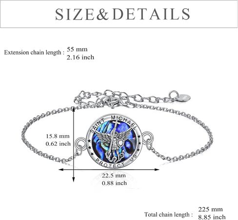 YFN St Saint Michael Pendant Necklace&Bracelet for Men Boys, Catholic/Protector/Talisman Sterling Silver Michael Archangel Medal Necklace Jewelry 18+2" in Saudi Arabia