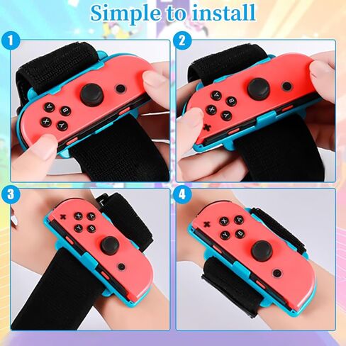 2 حزمة من أربطة المعصم لـ Switch Dance 2024 2023 2022 لـ Zumba Burn It Up لـ Nintendo Switch & Swith OLED Model for Joy-Cons، حزام مرن قابل للتعديل للبالغين والأطفال in Kuwait