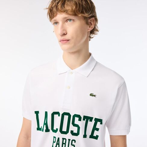 Lacoste Men's Short Sleeve Classic Fit Polo W/Large Wording on Front in Saudi Arabia