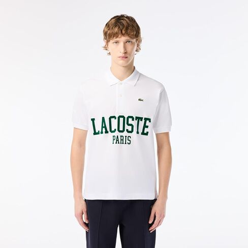 Lacoste Men's Short Sleeve Classic Fit Polo W/Large Wording on Front in Saudi Arabia