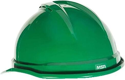 قبعة صلبة للسلامة بنمط قبعة MSA 10034023 V-Gard 500 مع نظام تعليق بسقاطة Fas-Trac III | هيكل من البولي إيثيلين، حماية فائقة من الصدمات، أشرطة تاج ذاتية الضبط - حجم قياسي باللون الأخضر in Saudi Arabia
