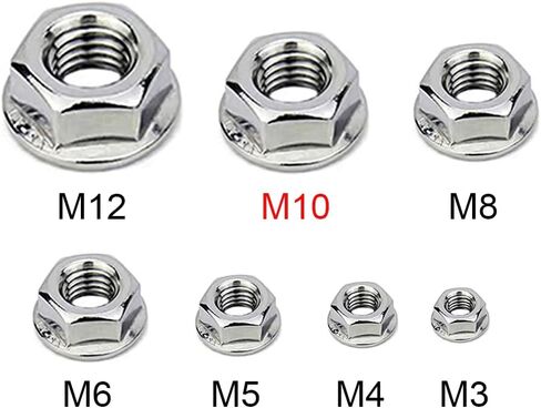 M8x1.25mm DIN6923 صواميل شفة مسننة 20 حزمة 304 صواميل قفل سداسية من الفولاذ المقاوم للصدأ خيط كامل لمثبتات البناء الصناعي in Kuwait