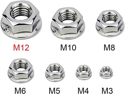 M8x1.25mm DIN6923 صواميل شفة مسننة 20 حزمة 304 صواميل قفل سداسية من الفولاذ المقاوم للصدأ خيط كامل لمثبتات البناء الصناعي in Kuwait