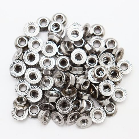 M8x1.25mm DIN6923 صواميل شفة مسننة 20 حزمة 304 صواميل قفل سداسية من الفولاذ المقاوم للصدأ خيط كامل لمثبتات البناء الصناعي in Kuwait