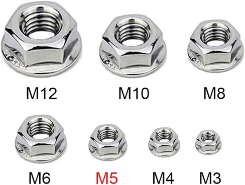 M8x1.25mm DIN6923 صواميل شفة مسننة 20 حزمة 304 صواميل قفل سداسية من الفولاذ المقاوم للصدأ خيط كامل لمثبتات البناء الصناعي in Kuwait