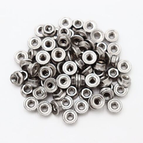 M8x1.25mm DIN6923 صواميل شفة مسننة 20 حزمة 304 صواميل قفل سداسية من الفولاذ المقاوم للصدأ خيط كامل لمثبتات البناء الصناعي in Kuwait