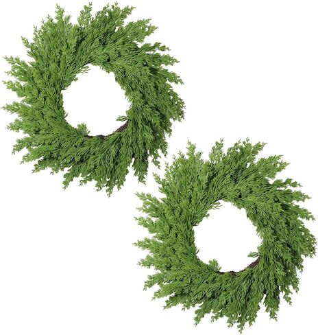 Christmas Wreaths for Front Door Norfolk Pine Wreath, Real Touch Norfolk Pine Wreath, Artificial Green Wreath Garland Faux Greenery Realistic Wreath Holiday Decoration for Christmas Home Decor (1 Pcs) in Saudi Arabia