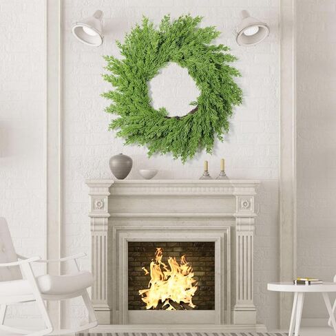 Christmas Wreaths for Front Door Norfolk Pine Wreath, Real Touch Norfolk Pine Wreath, Artificial Green Wreath Garland Faux Greenery Realistic Wreath Holiday Decoration for Christmas Home Decor (1 Pcs) in Saudi Arabia