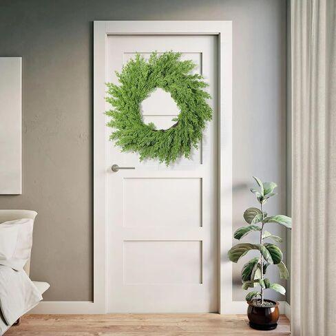 Christmas Wreaths for Front Door Norfolk Pine Wreath, Real Touch Norfolk Pine Wreath, Artificial Green Wreath Garland Faux Greenery Realistic Wreath Holiday Decoration for Christmas Home Decor (1 Pcs) in Saudi Arabia