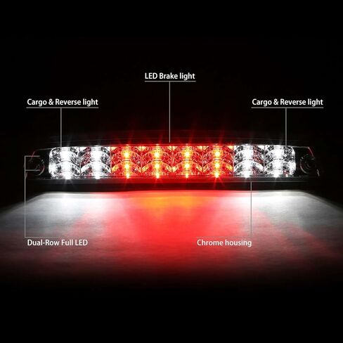 Auto Dynasty Dual Row 16 LED Rear Tail Center High Mount Stop Lamp Third Brake Cargo Light Compatible with Dodge Ram 1500 2500 3500 94-01, Black Housing, Clear Lens in Kuwait
