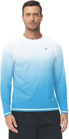YuKaiChen Men's Rash Guard Swim Shirt Gradient Color UPF 50+ UV Protection Sun Shirts Long Sleeve Fishing Shirt in Saudi Arabia