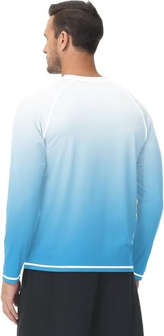 YuKaiChen Men's Rash Guard Swim Shirt Gradient Color UPF 50+ UV Protection Sun Shirts Long Sleeve Fishing Shirt in Saudi Arabia