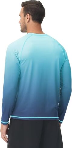 YuKaiChen Men's Rash Guard Swim Shirt Gradient Color UPF 50+ UV Protection Sun Shirts Long Sleeve Fishing Shirt in Saudi Arabia