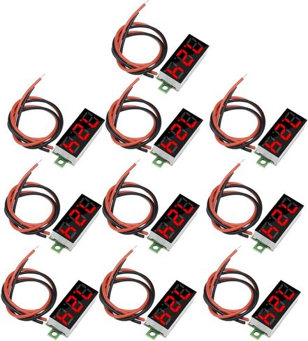Diymore 10 قطعة مقياس الجهد الرقمي الصغير تيار مستمر 2.5 ~ 30 فولت 0.28 "2 سلك الفولتميتر الرقمي جهاز قياس الجهد الأحمر LED عرض لوحة جبل سيارة دراجة نارية بطارية مراقب Led in Kuwait