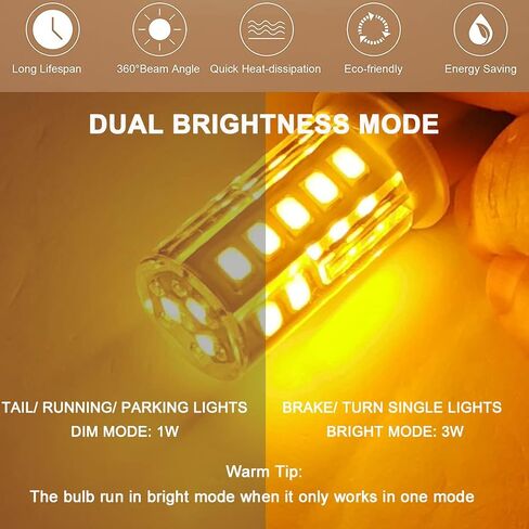 12 Volt Brake Lights 1157 2057 2357 7528 BAY15D Amber LED Bulbs Replacement for RV Car Camper Trailer Tail Brake Stop Turn Signal Lights, Amber Yellow,DC12-24V,2Pack in Saudi Arabia