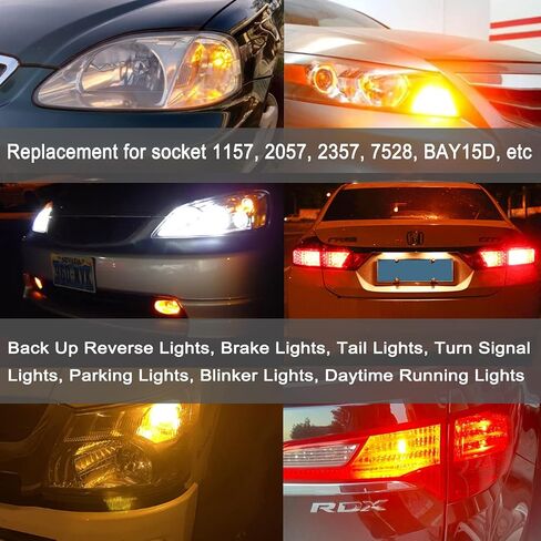 12 Volt Brake Lights 1157 2057 2357 7528 BAY15D Amber LED Bulbs Replacement for RV Car Camper Trailer Tail Brake Stop Turn Signal Lights, Amber Yellow,DC12-24V,2Pack in Saudi Arabia