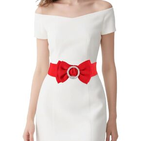 Women's Circle Rhinestone Elastic Bow Belt Wide Stretch Belts Ladies Waist Accessories for Dress in Saudi Arabia