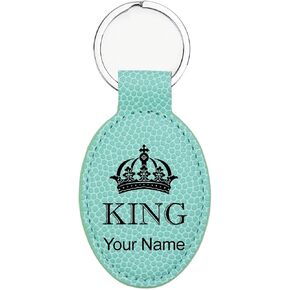 LaserGram Oval Keychain, King Crown, Personalized Engraving Included in Kuwait